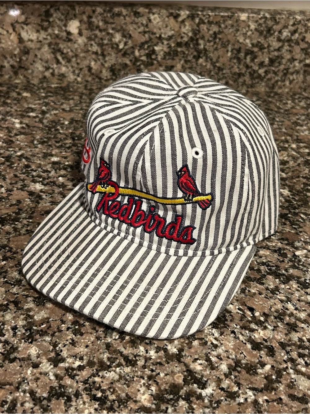 Louisville Bats Red Birds Night White Striped 80’s SGA Baseball Hat